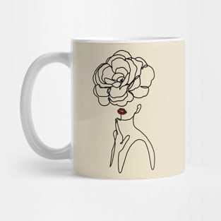 Rose woman floral design minimalist line art Mug